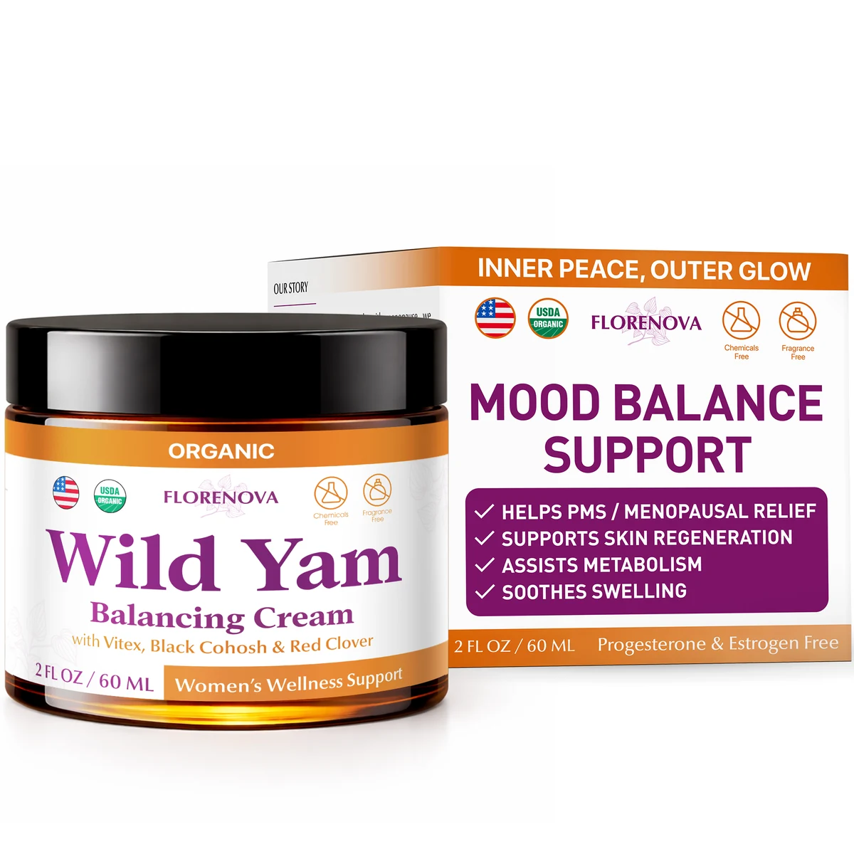 Florenova organic wild yam cream — jar and box